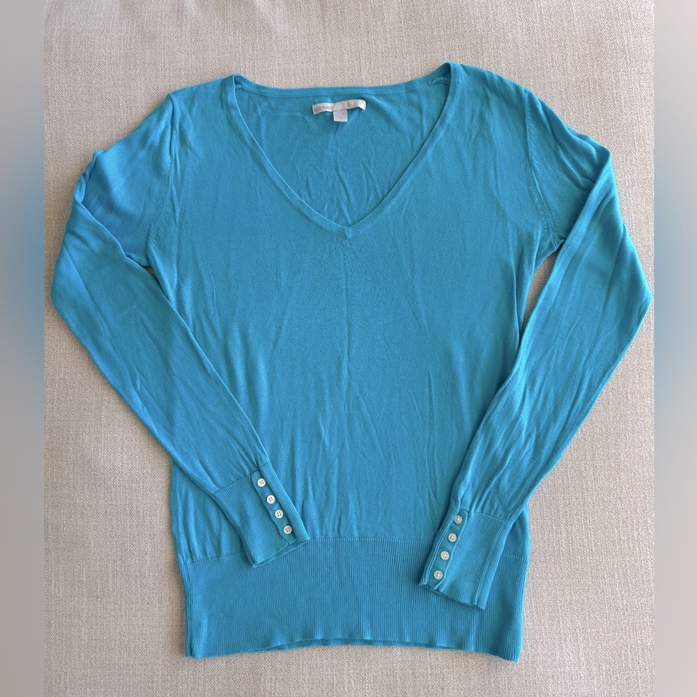 Old Navy Teal Blue V Neck Knit Top Sweater